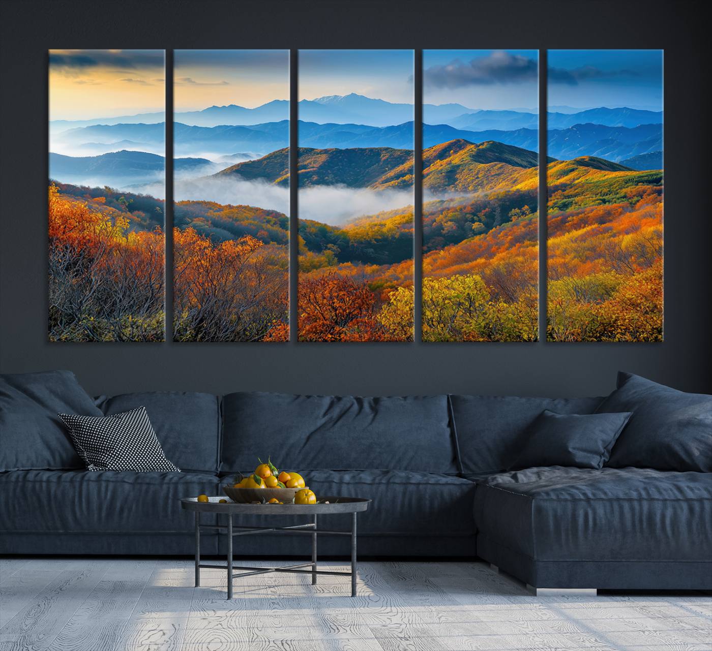 Autumn Mountains Wall Art Canvas Print – Foggy Peaks