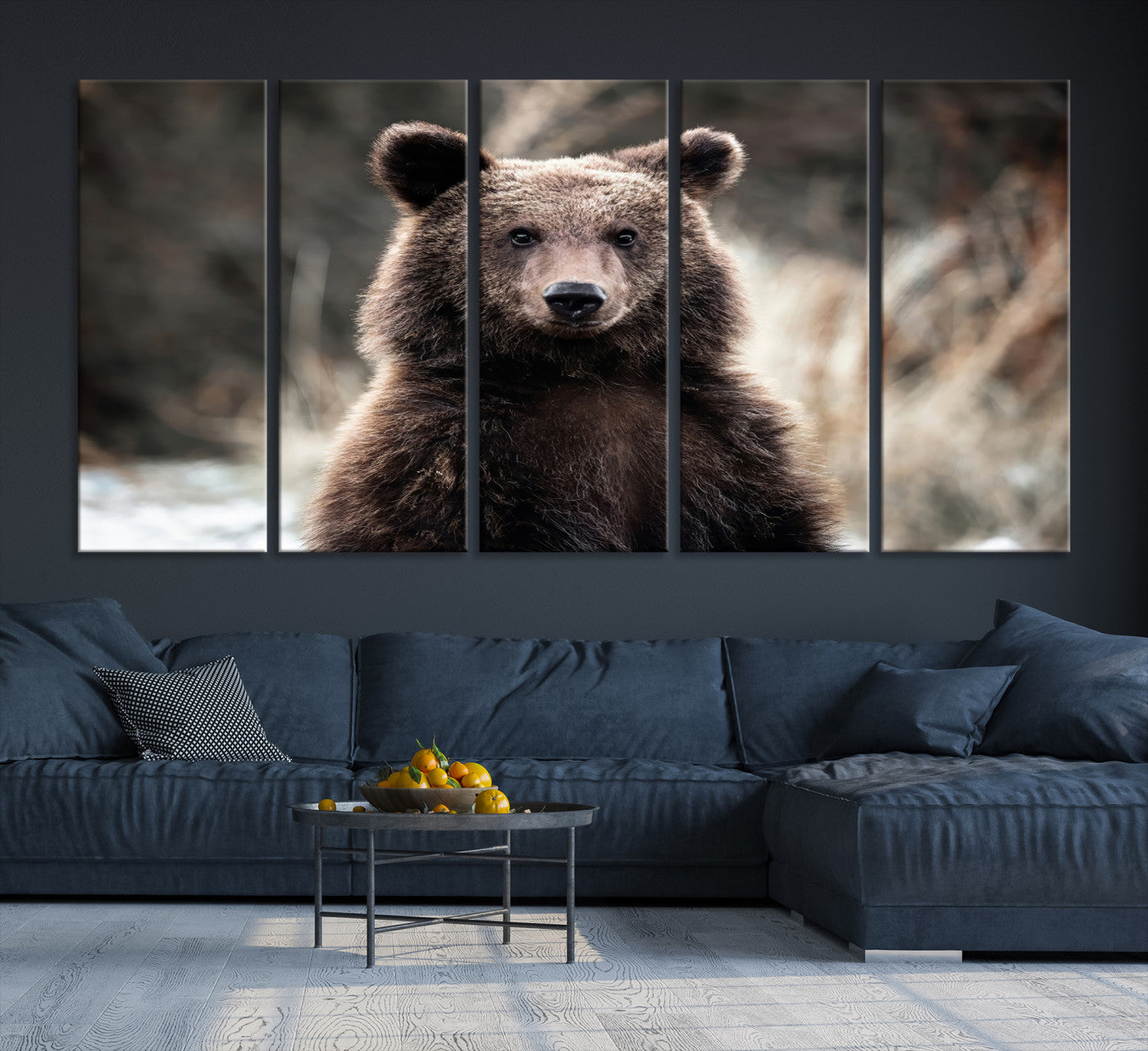 Brown Bear Wall Art Canvas Print – Framed Majestic Woodland