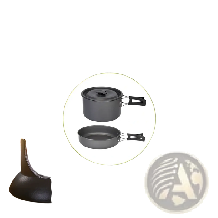 12pcs Camping Cookware Set with Aluminum Pot and Kettle
