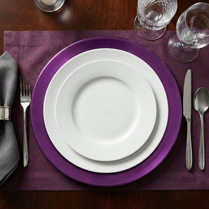 Purple Metallic Round 13"D Charger Plates Set of 12
