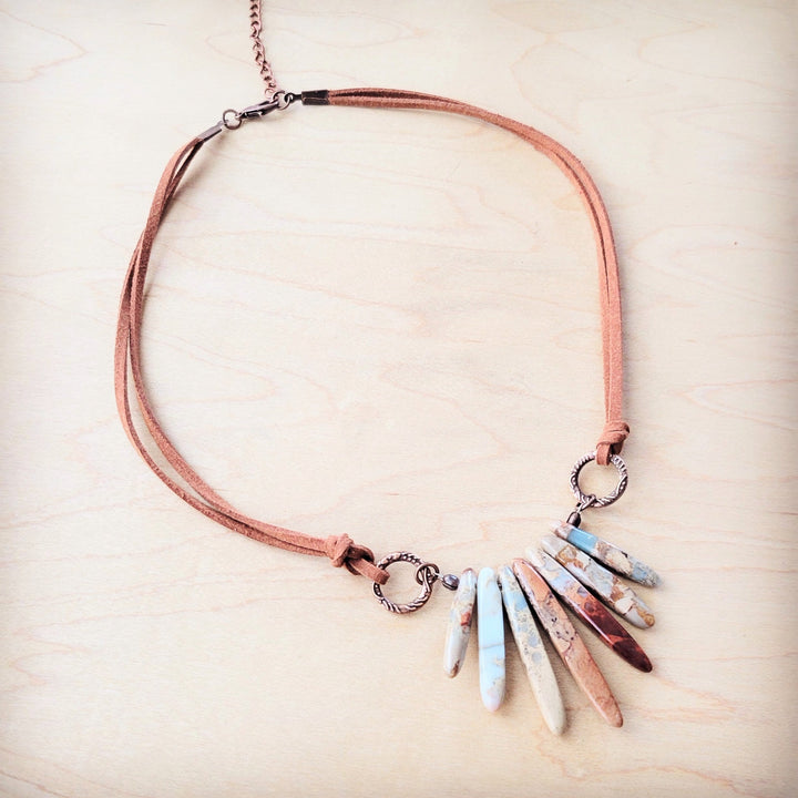 Aqua Terra Stone Slab Leather Cord Necklace 231ee