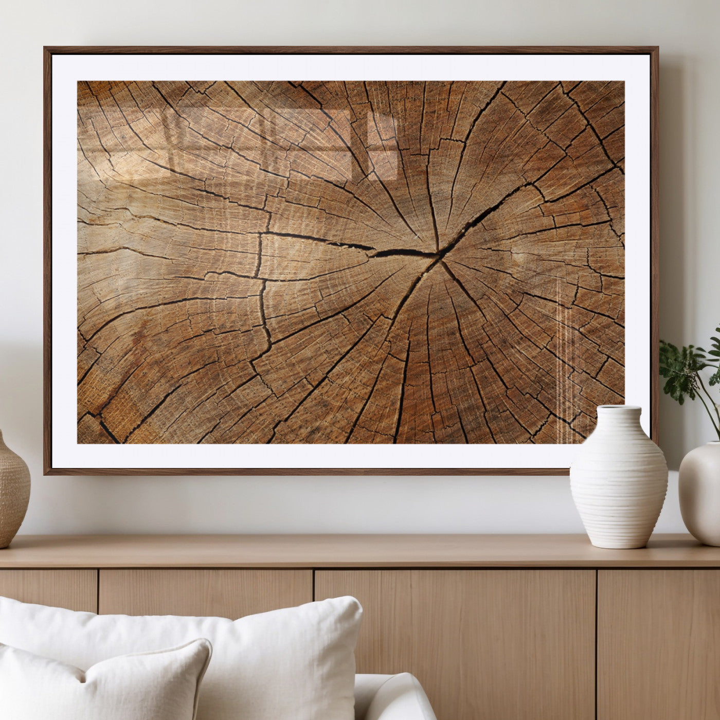 Tree Ring Canvas Art, Rustic Wood Grain Wall Art, Tree Slice