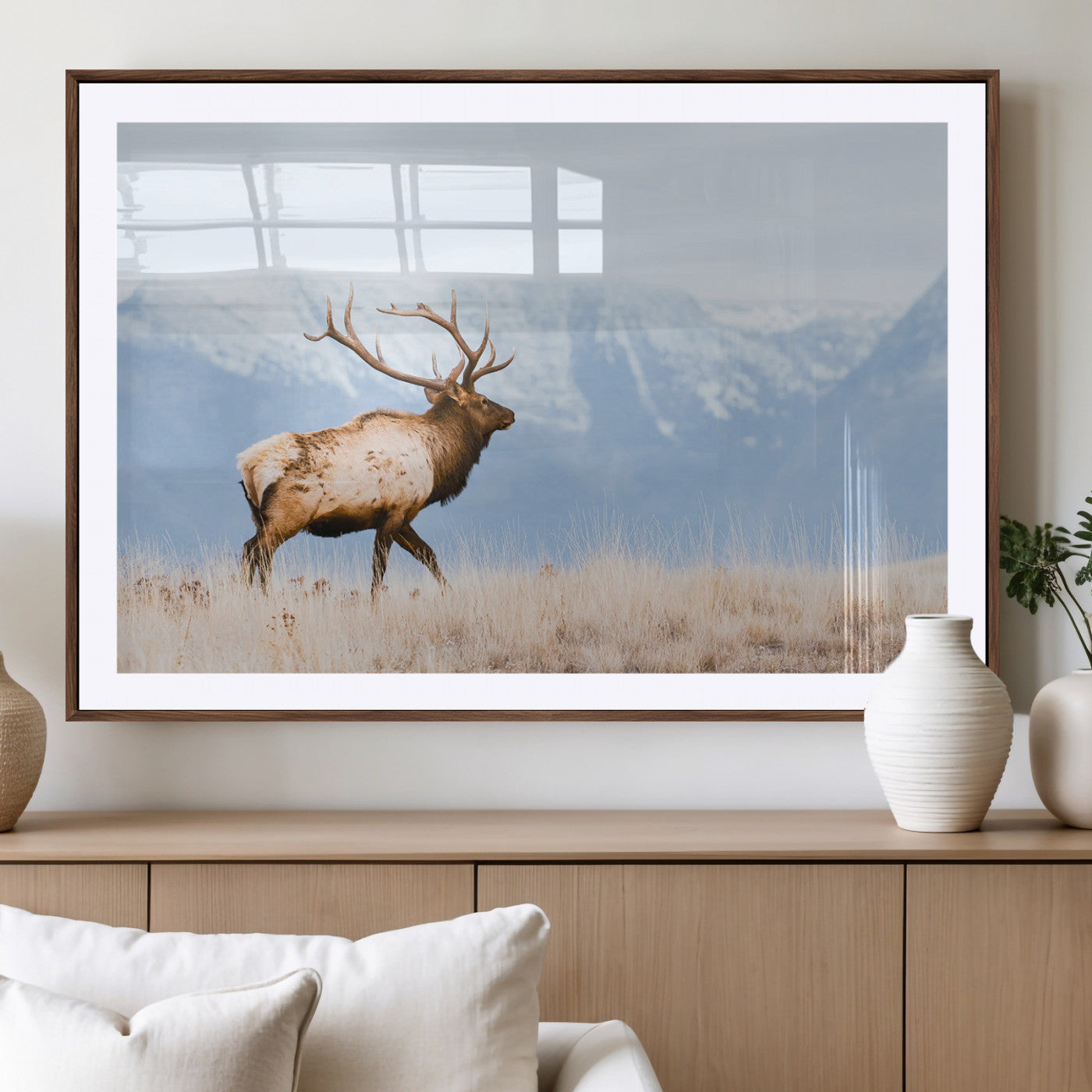 Elk Wall Art Canvas Print – Framed Mountain Wildlife Art