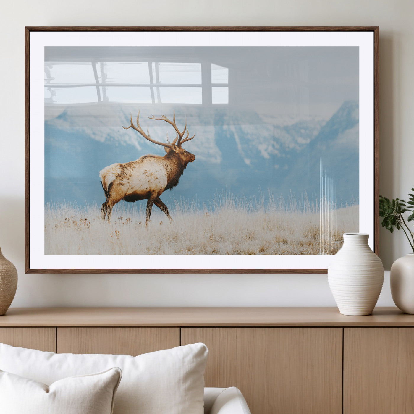 Mountain Elk Wall Art Canvas Print – Framed Rustic Wildlife