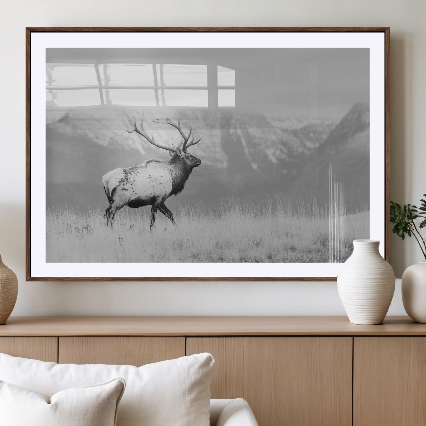 Elk Photography Wall Art Canvas Print, Framed Mountain