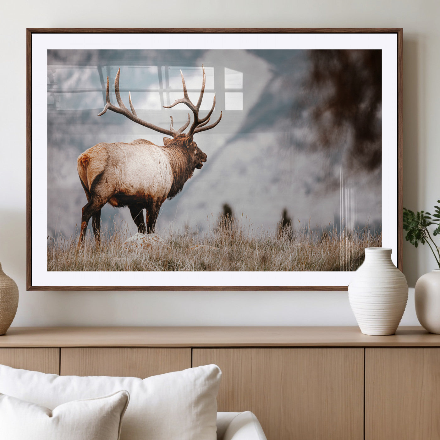 Elk Photography Wall Art Canvas Print – Framed Mountain