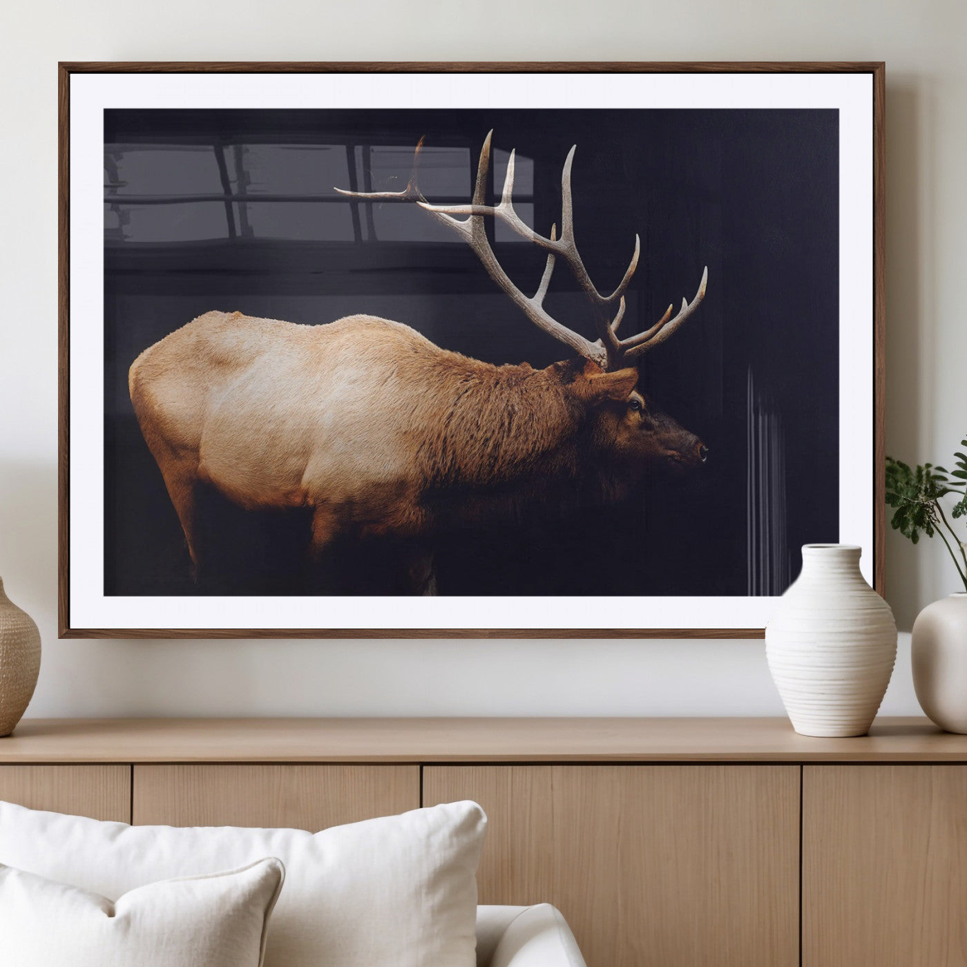 Bull Elk Decor Wall Art Canvas Print – Framed Elk