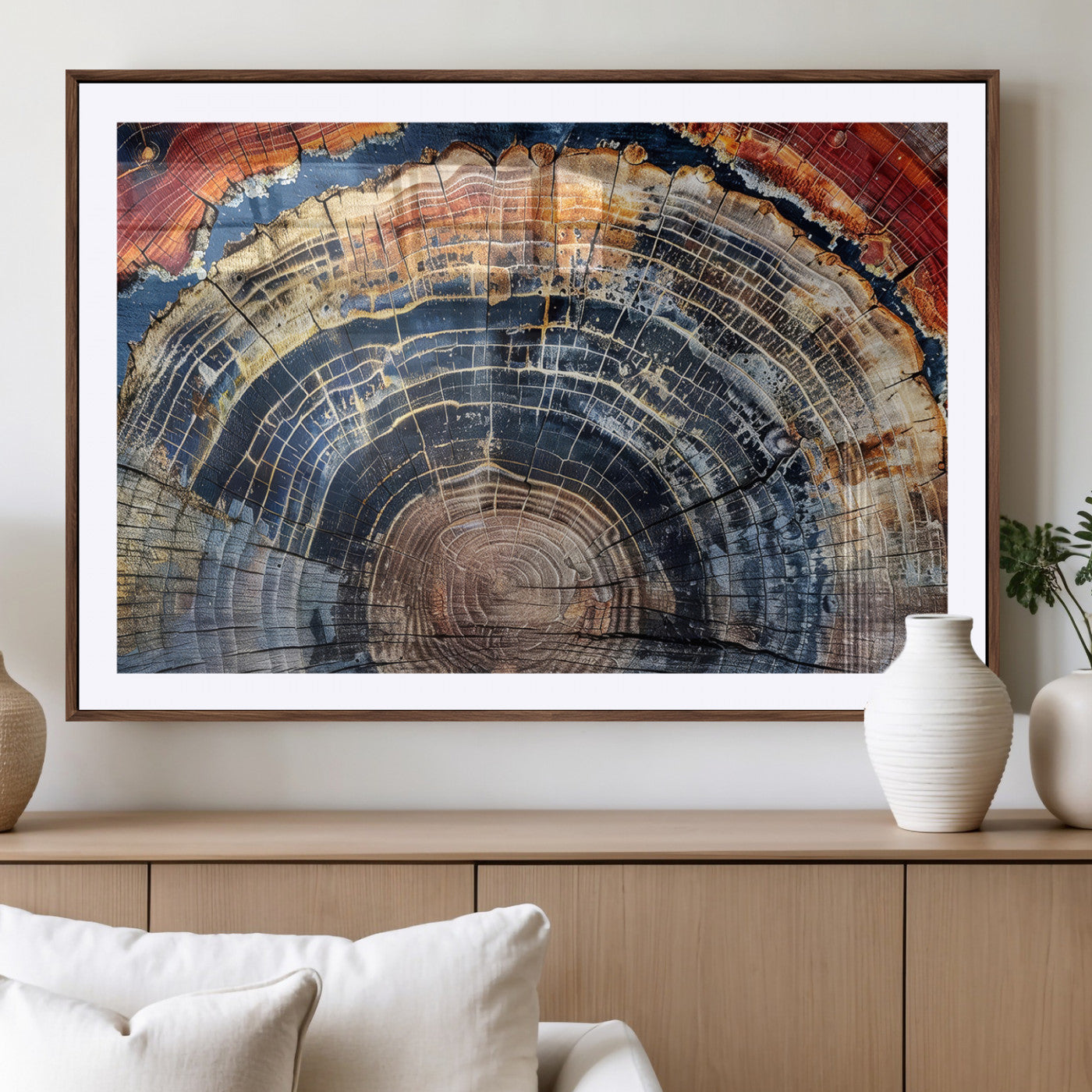 Tree Rings Wall Art Canvas Print – Framed Petrified Wood