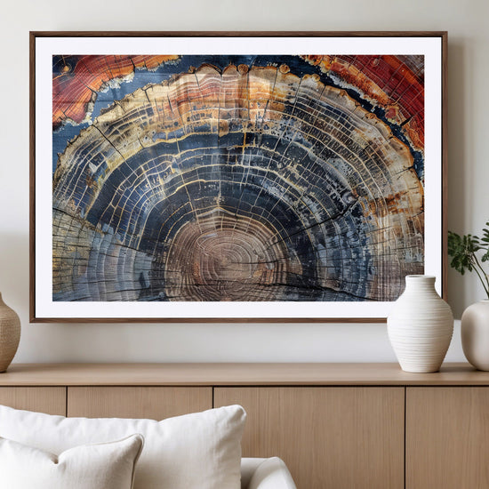 Tree Rings Wall Art Canvas Print – Framed Wood Art Picture