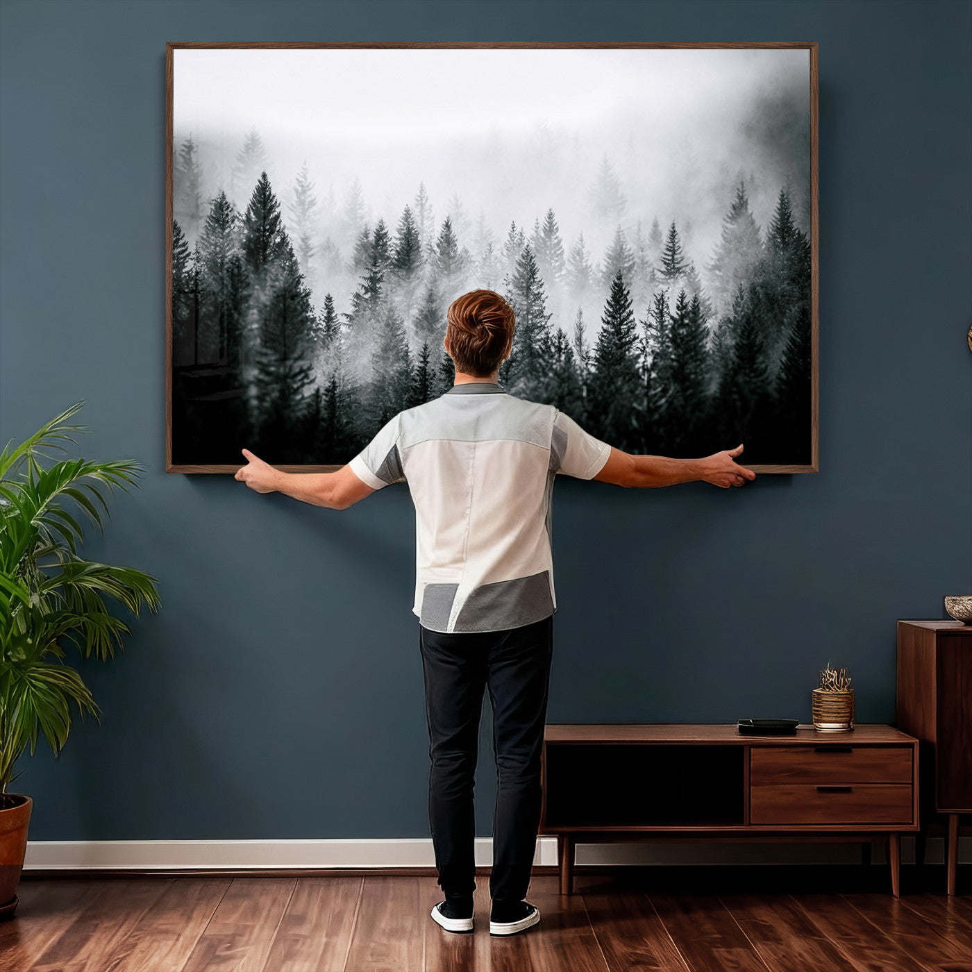 Foggy Forest Wall Art Canvas Print – Mountain Woodland