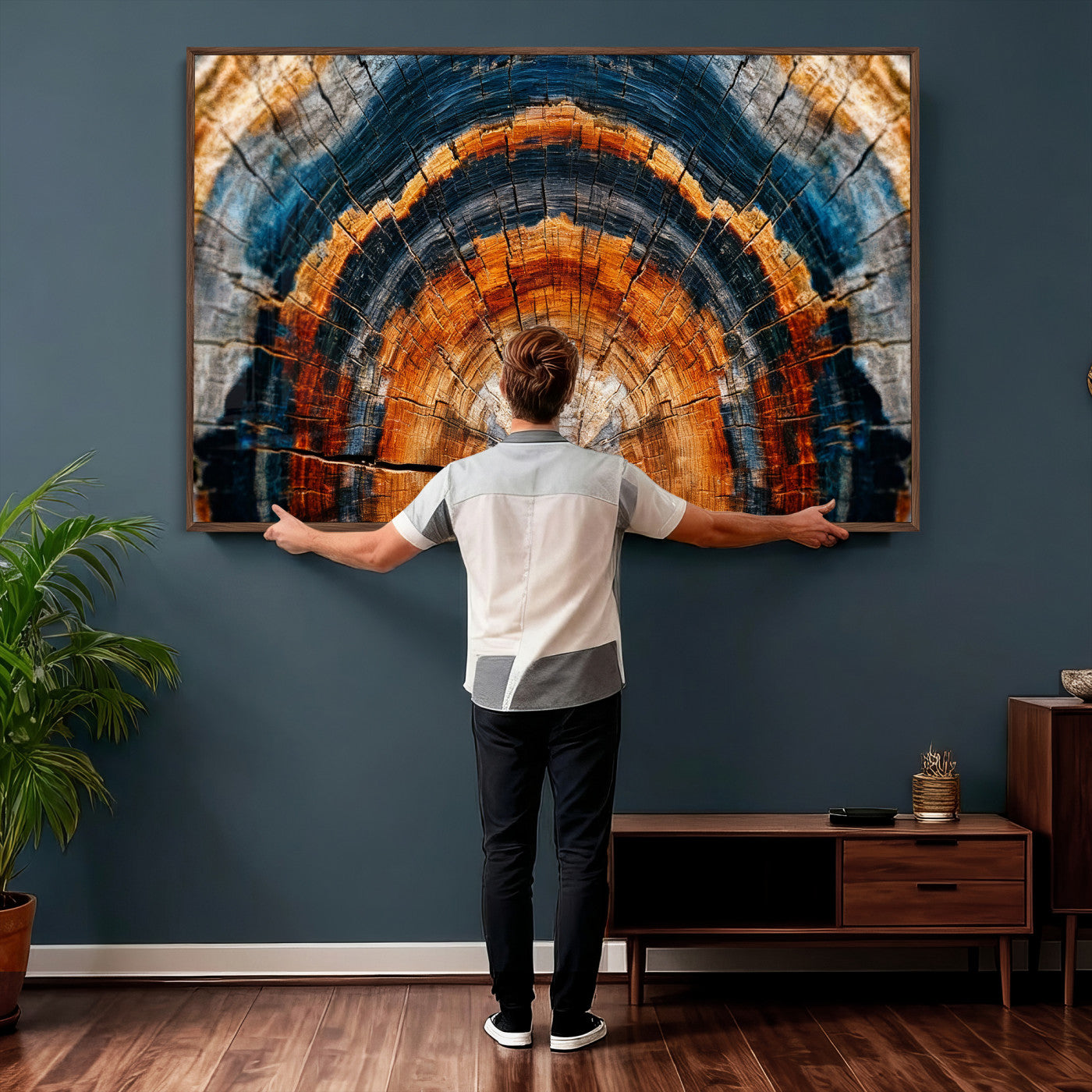 Abstract Wood Grain Canvas Print, Tree Ring Pattern Wall