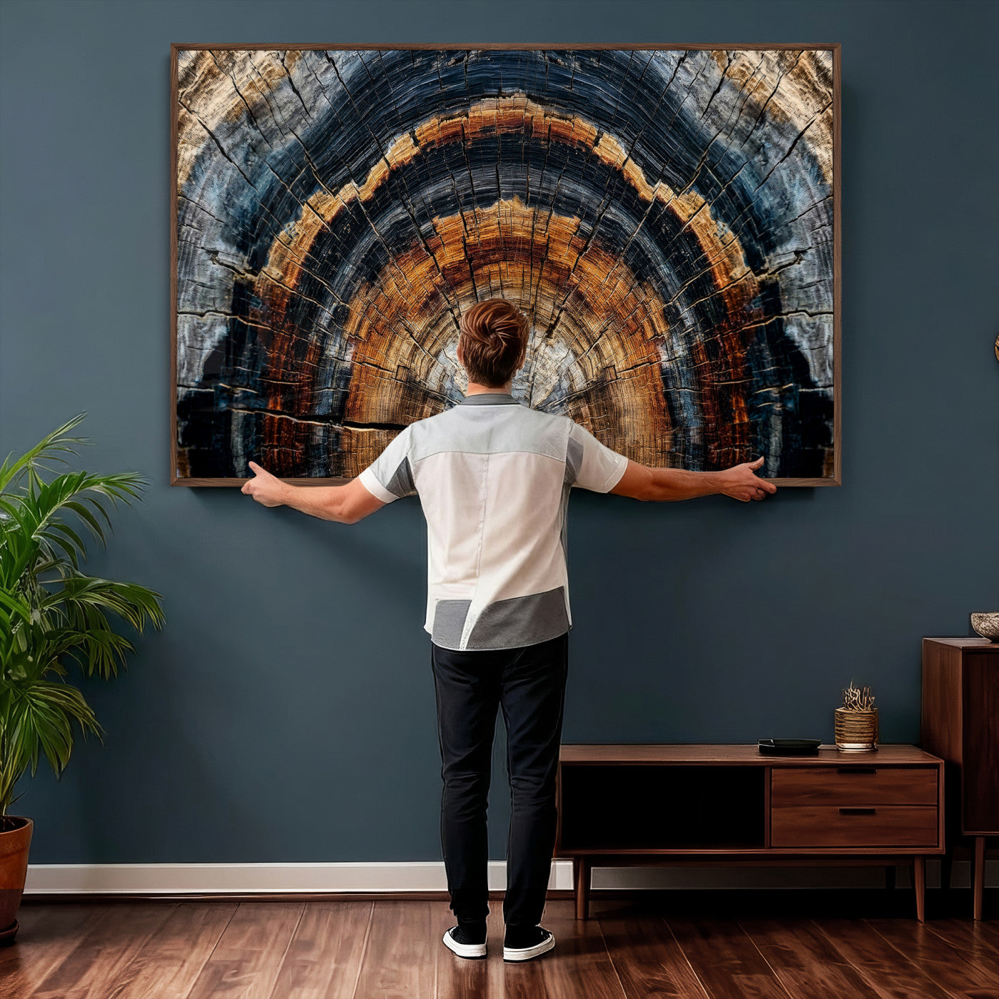 Abstract Wood Grain Canvas Print, Tree Ring Pattern Wall