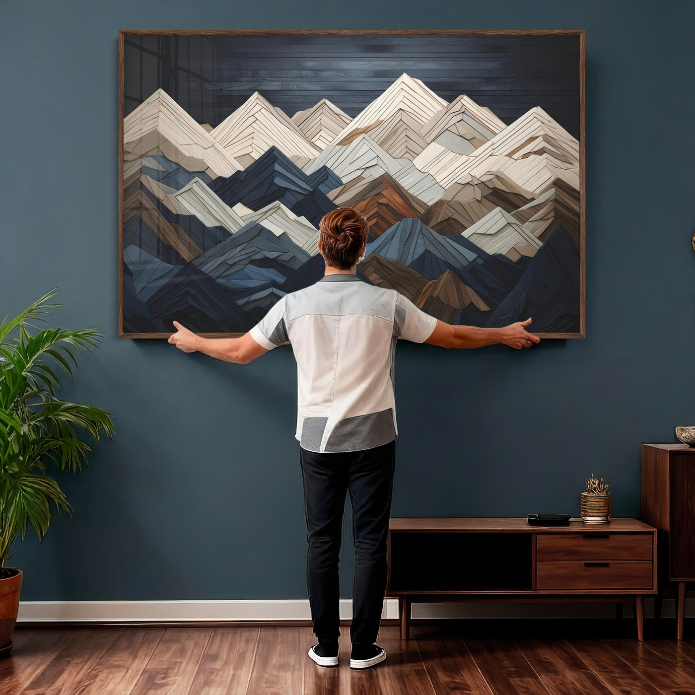 Wood Mountain Wall Art | Mountain Canvas Print Wood Decor |