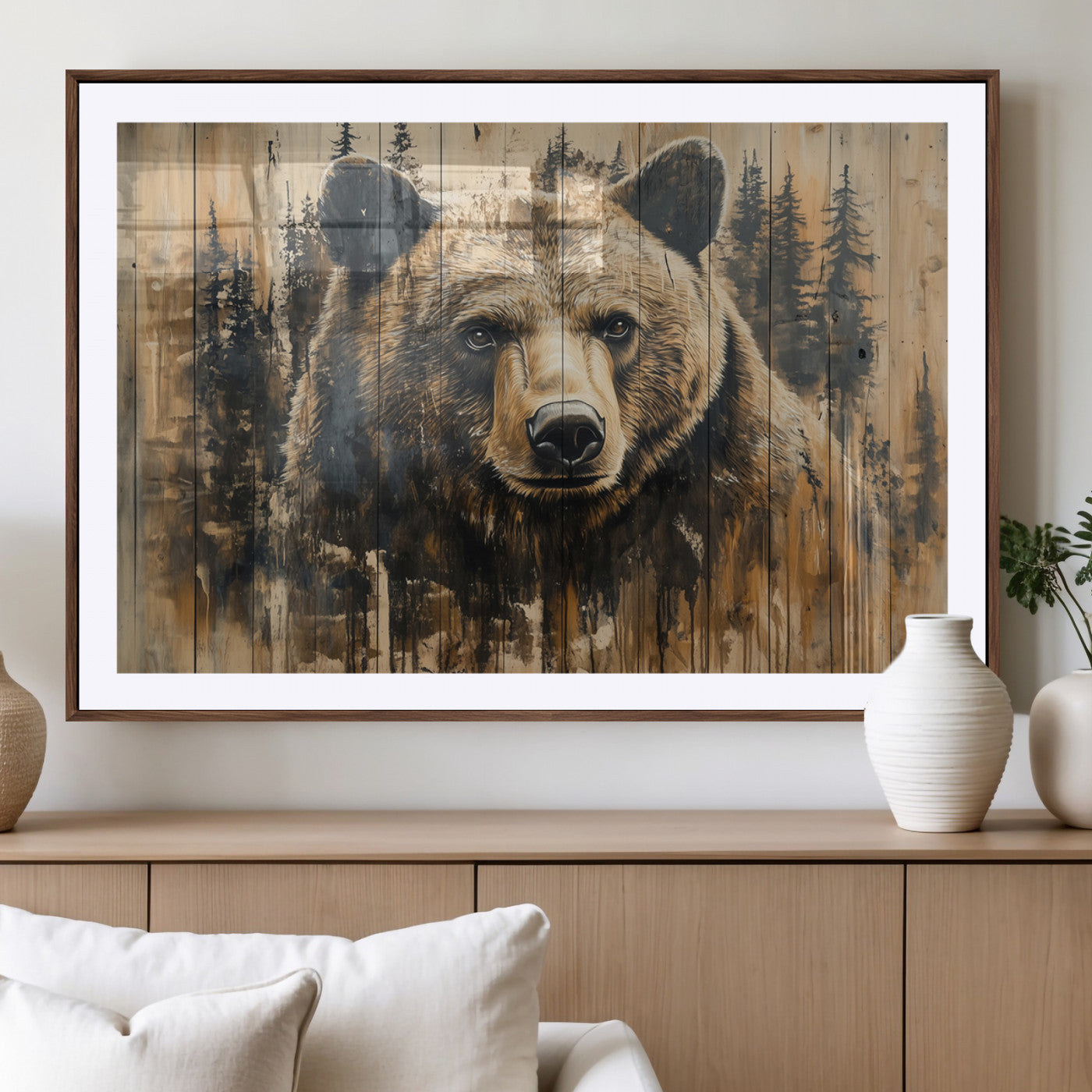 Majestic Grizzly 399 Bear Wall Art | 3-Panel Rustic Canvas