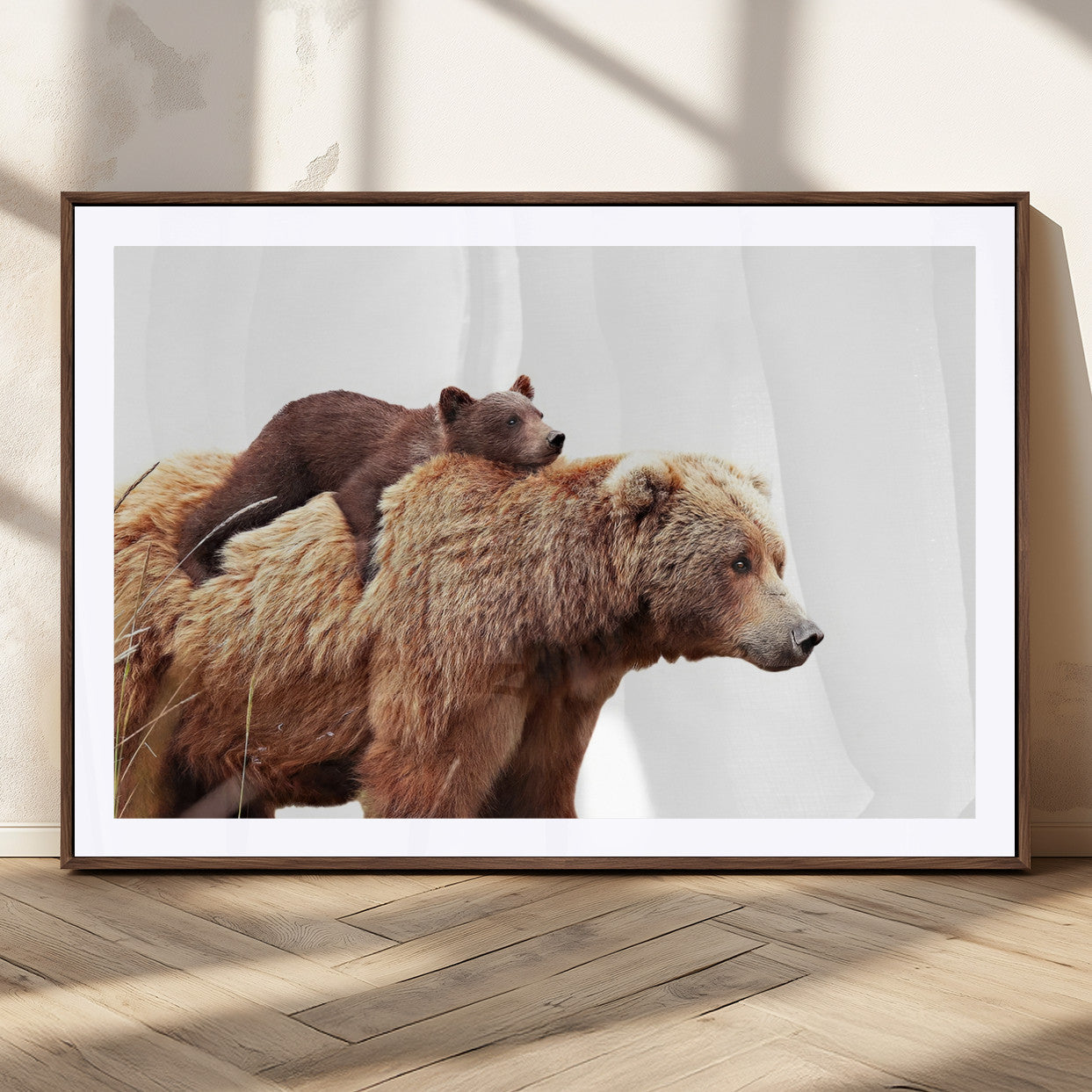 Mother and Baby Bear Canvas Wall Art - Adorable Wildlife