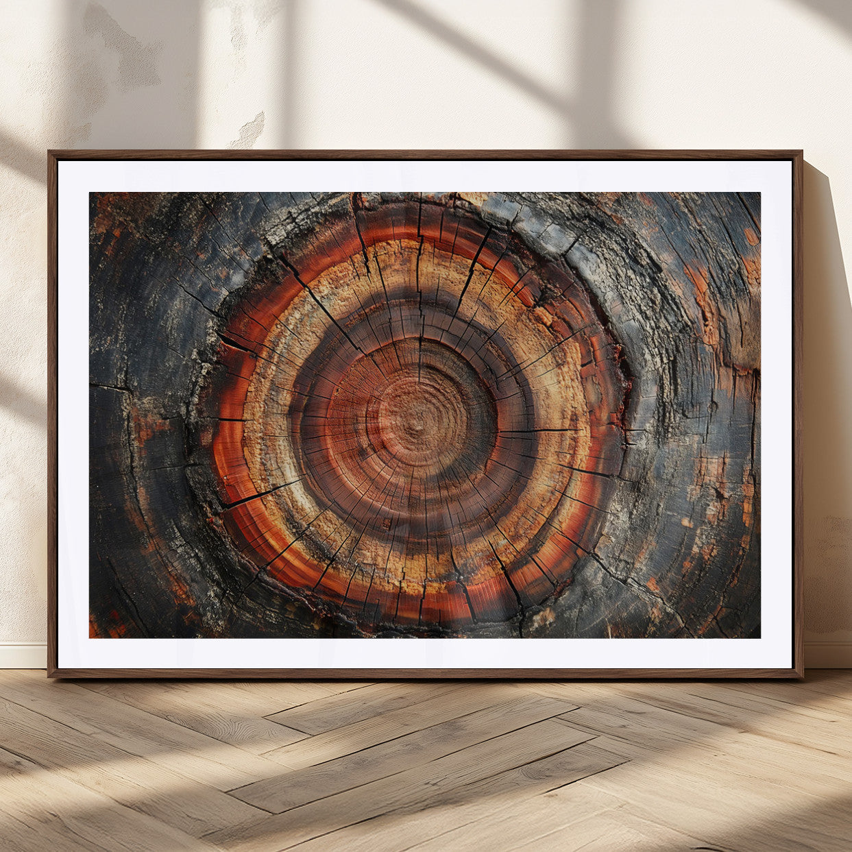 Wood Grain Canvas Wall Art - Framed Abstract Tree Ring