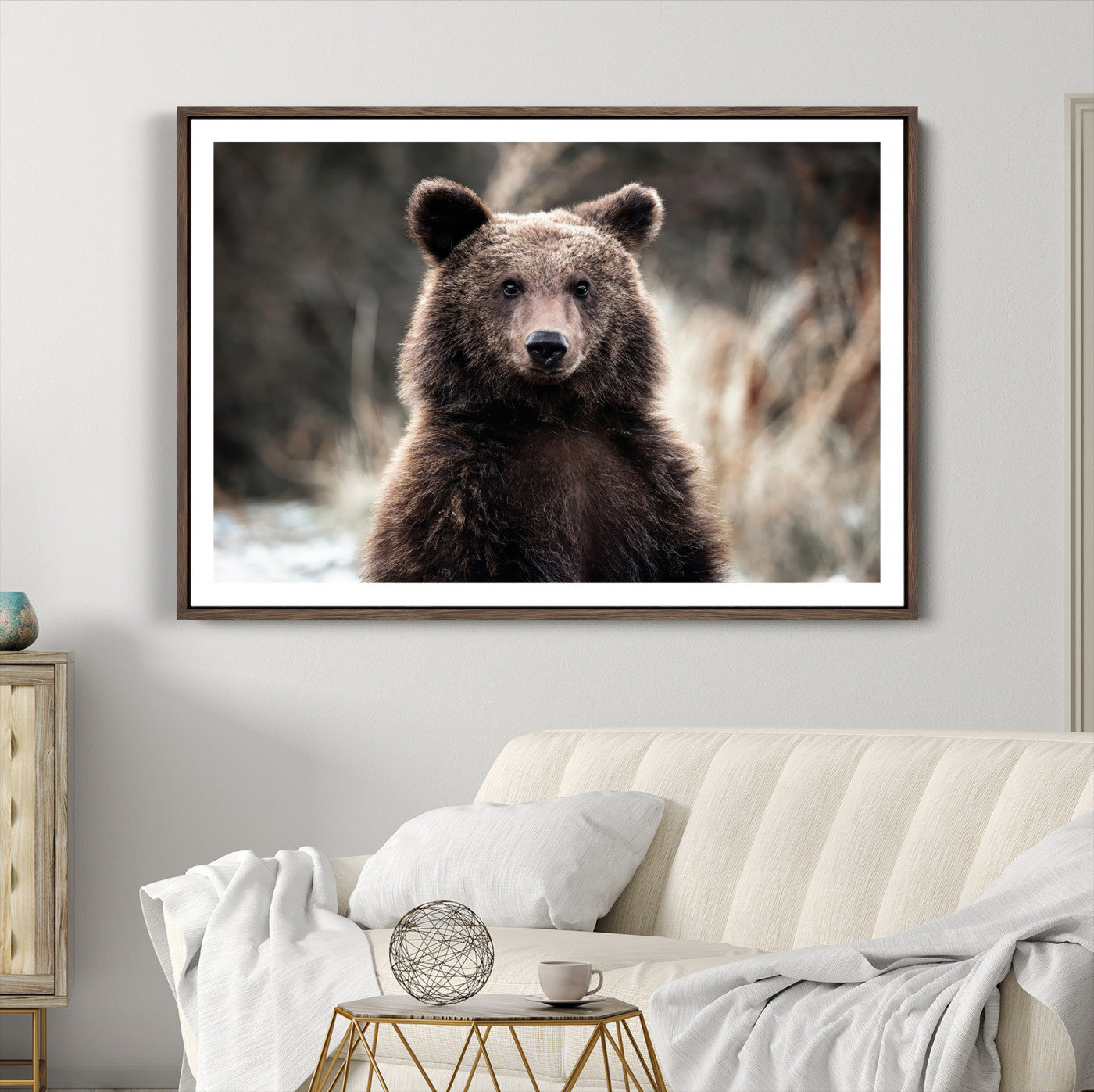 Brown Bear Wall Art Canvas Print – Framed Majestic Woodland