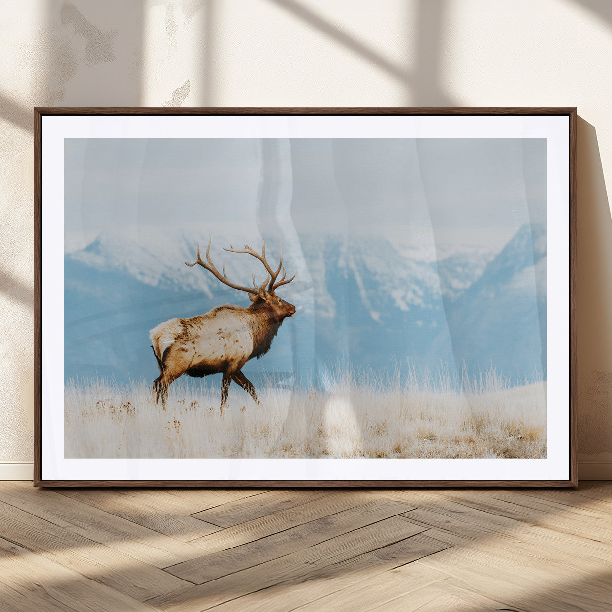 Mountain Elk Wall Art Canvas Print – Framed Rustic Wildlife