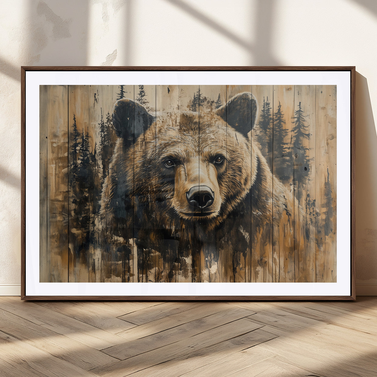 Majestic Grizzly 399 Bear Wall Art | 3-Panel Rustic Canvas