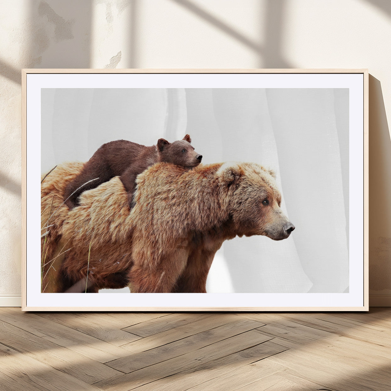 Mother and Baby Bear Canvas Wall Art - Adorable Wildlife