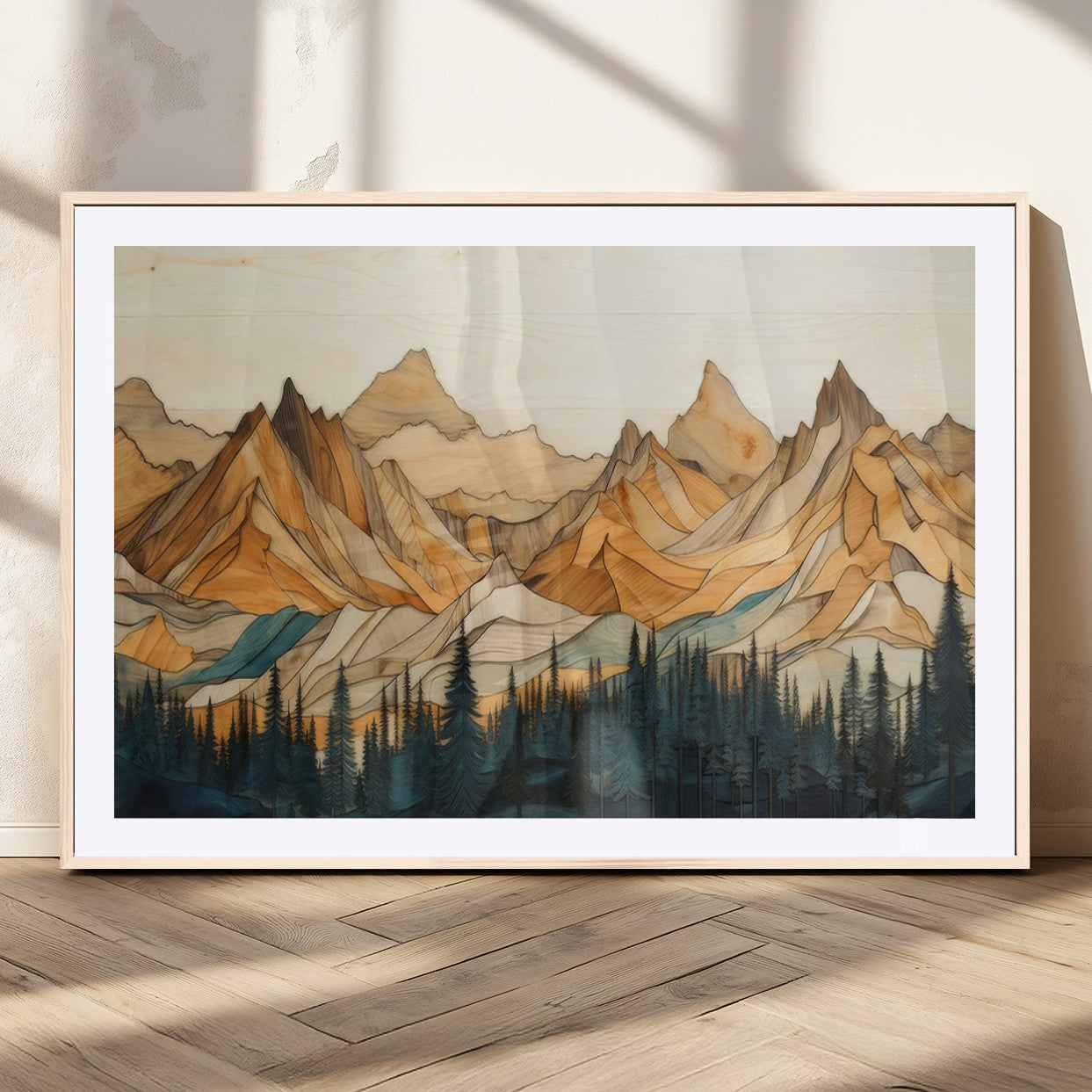 Rustic Wood Mountain Wall Art Print | Triptych Giclee Print