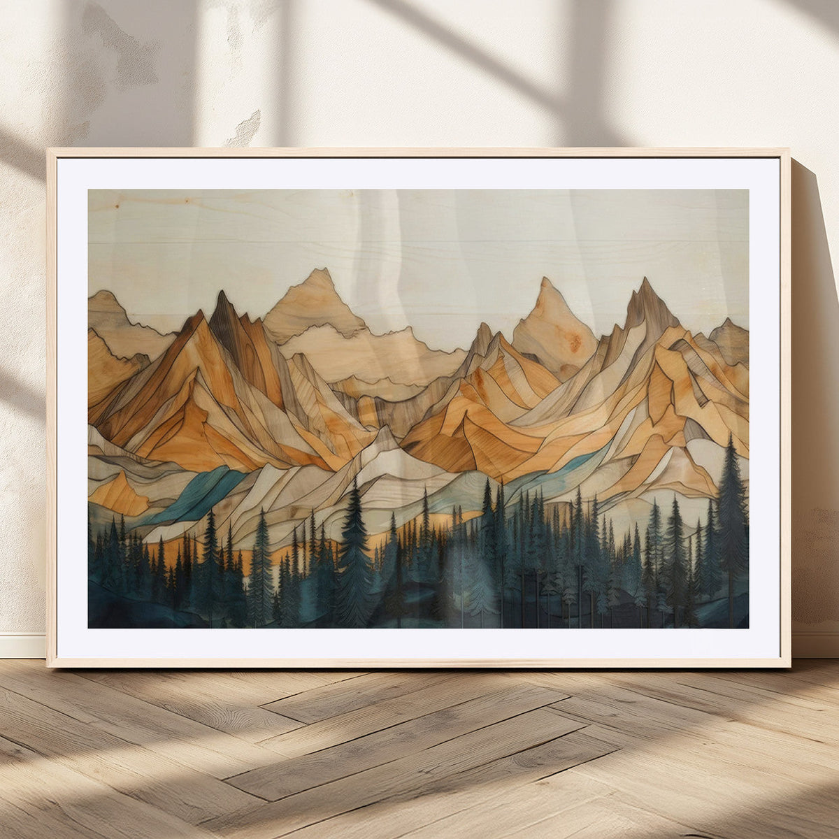 Rustic Wood Mountain Wall Art Print | Triptych Giclee Print