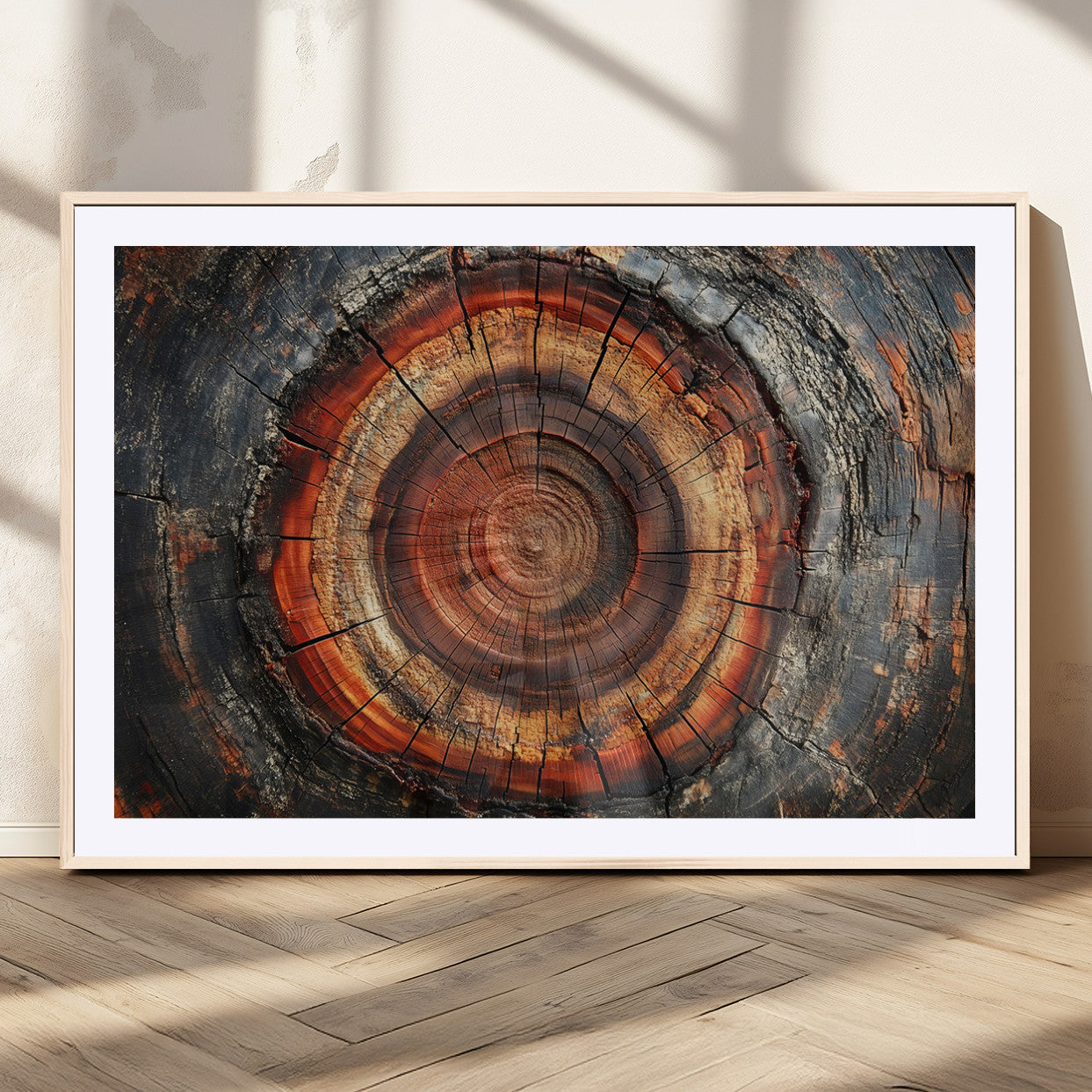 Wood Grain Canvas Wall Art - Framed Abstract Tree Ring