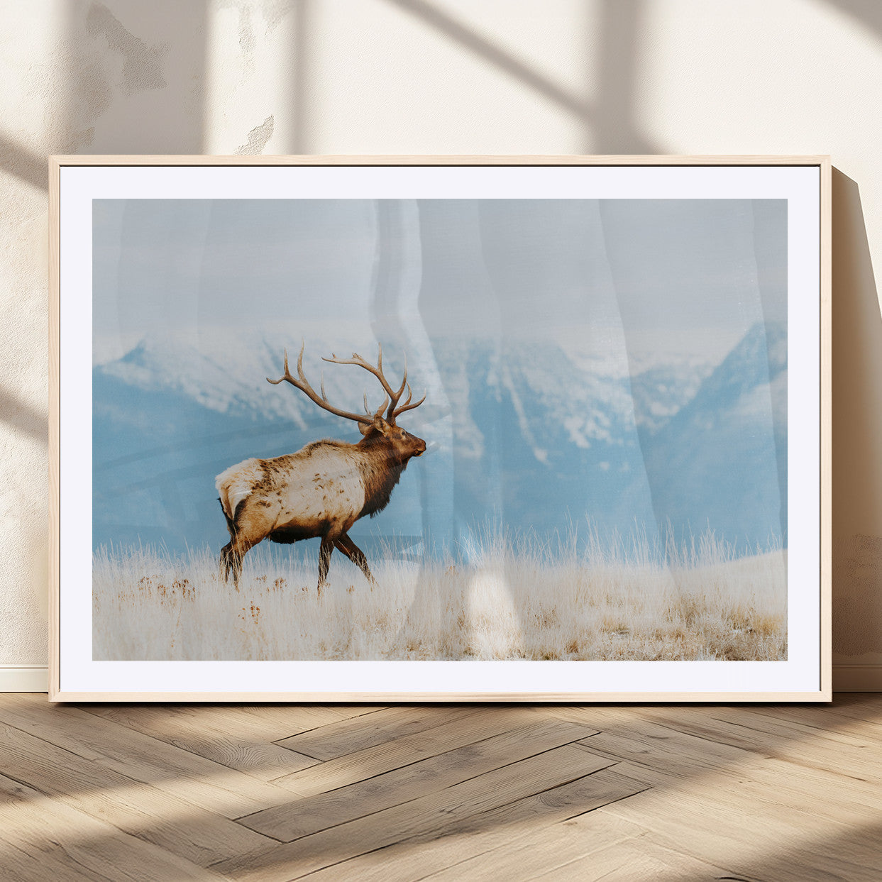 Mountain Elk Wall Art Canvas Print – Framed Rustic Wildlife
