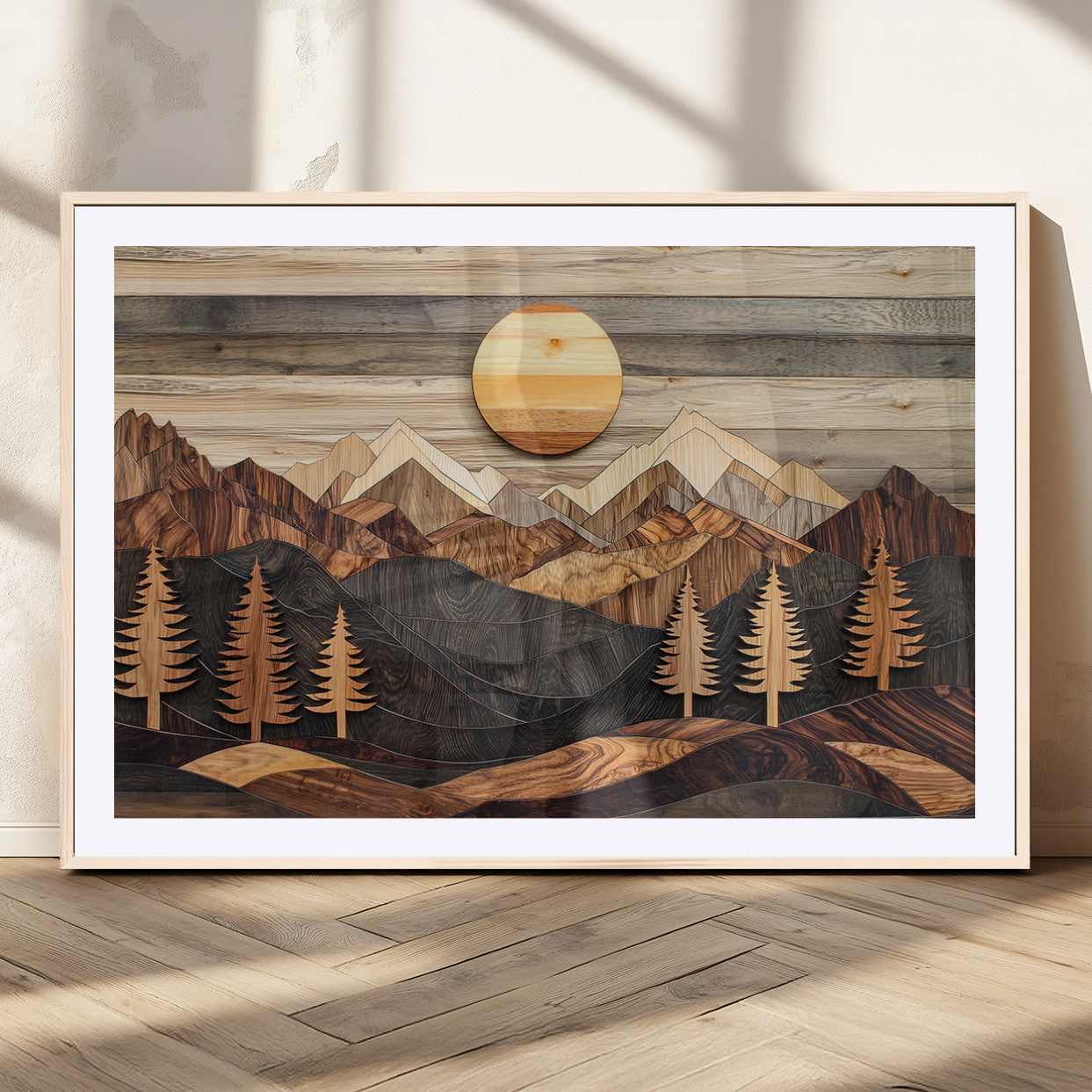 Wood Mountain Wall Art Canvas Print – Layered Forest and