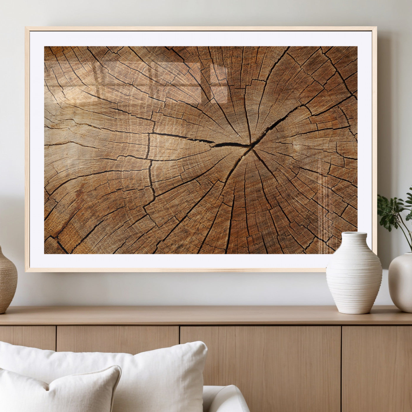 Tree Ring Canvas Art, Rustic Wood Grain Wall Art, Tree Slice