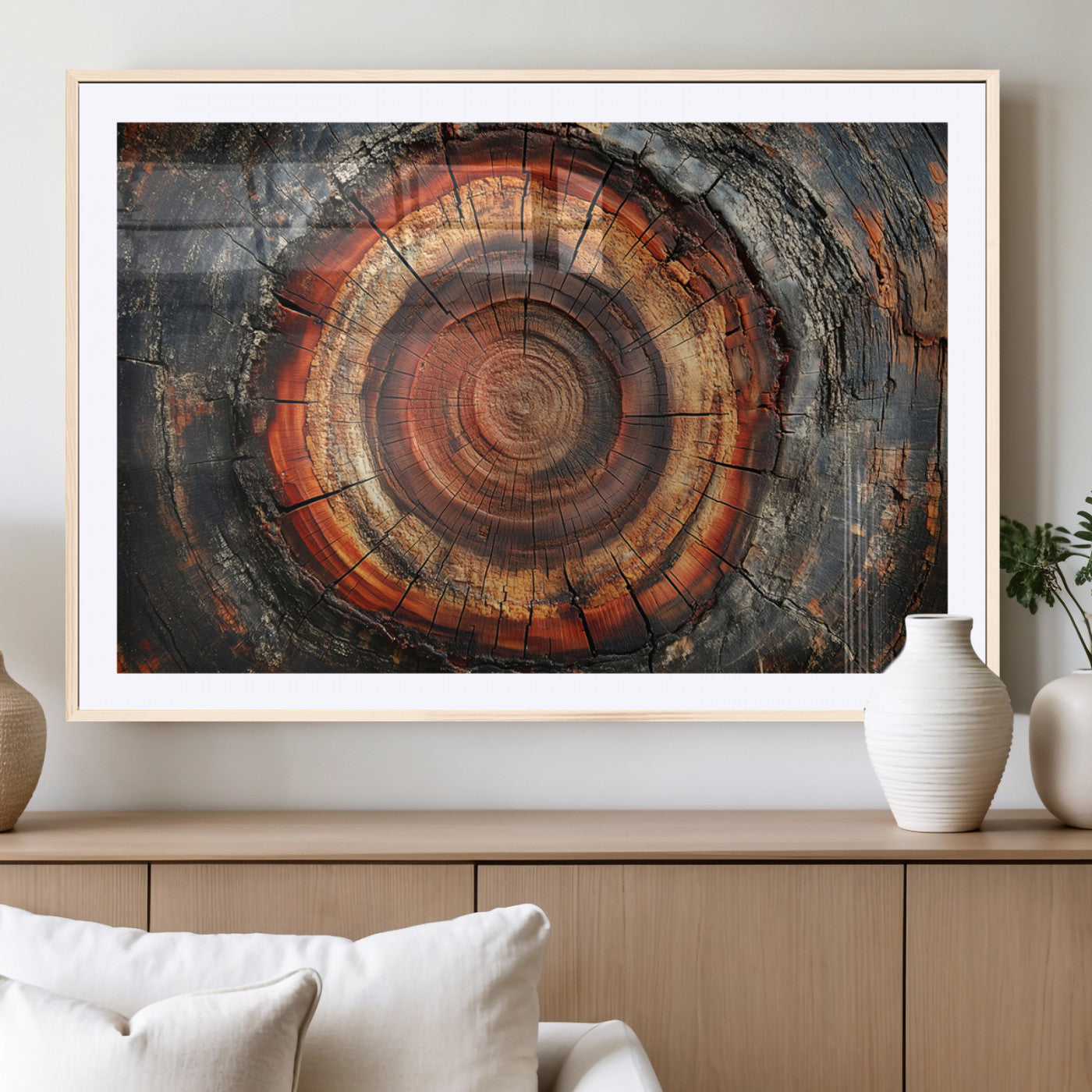 Wood Grain Canvas Wall Art - Framed Abstract Tree Ring