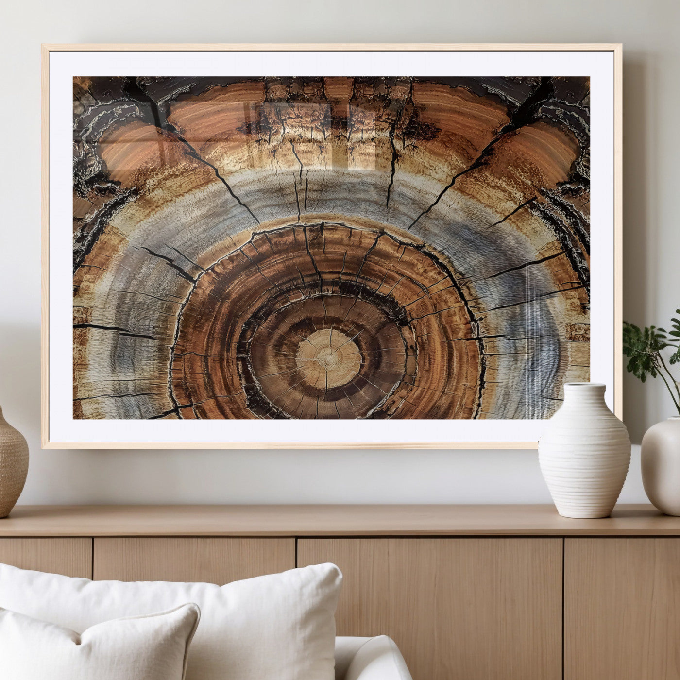 Tree Rings Wall Art Canvas Print – Rustic Wood Texture