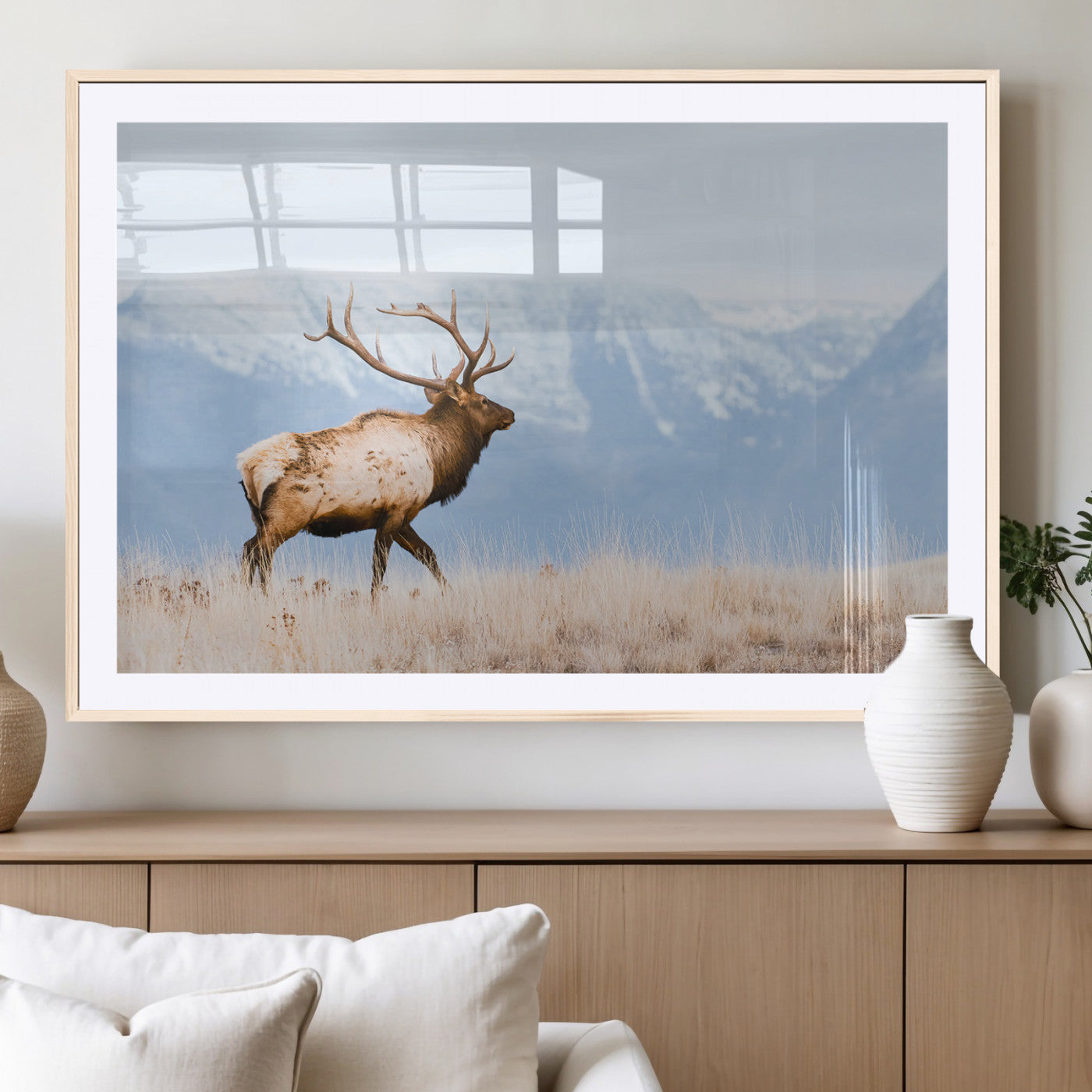 Elk Wall Art Canvas Print – Framed Mountain Wildlife Art