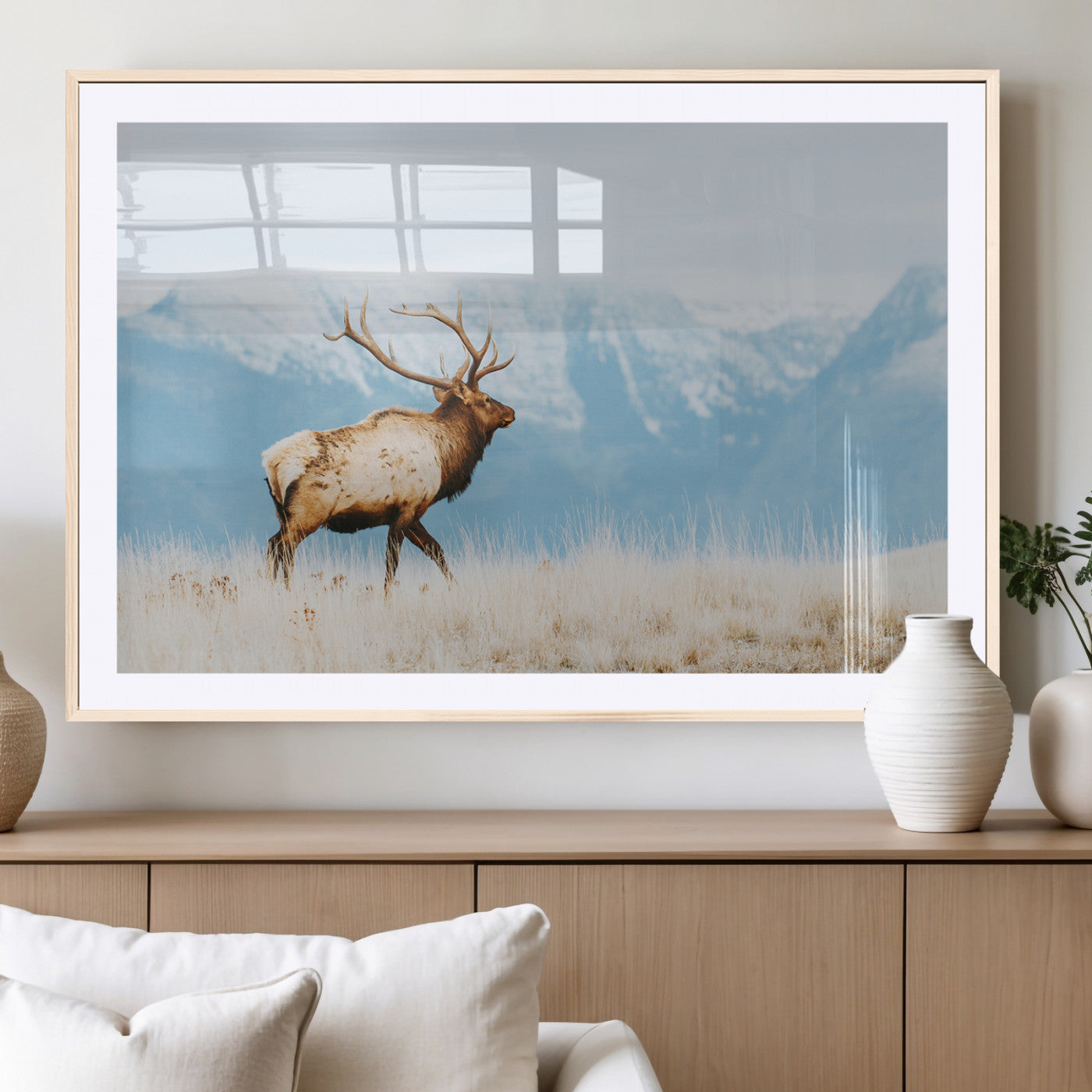 Mountain Elk Wall Art Canvas Print – Framed Rustic Wildlife