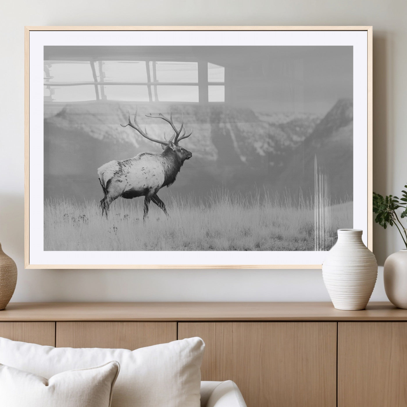 Elk Photography Wall Art Canvas Print, Framed Mountain