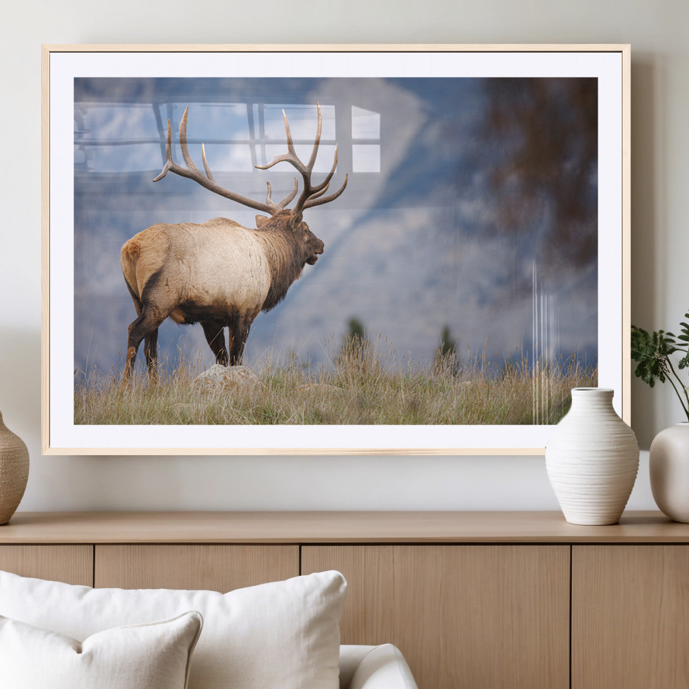 Mountain Elk Wall Art Canvas Print – Framed Rustic Wildlife