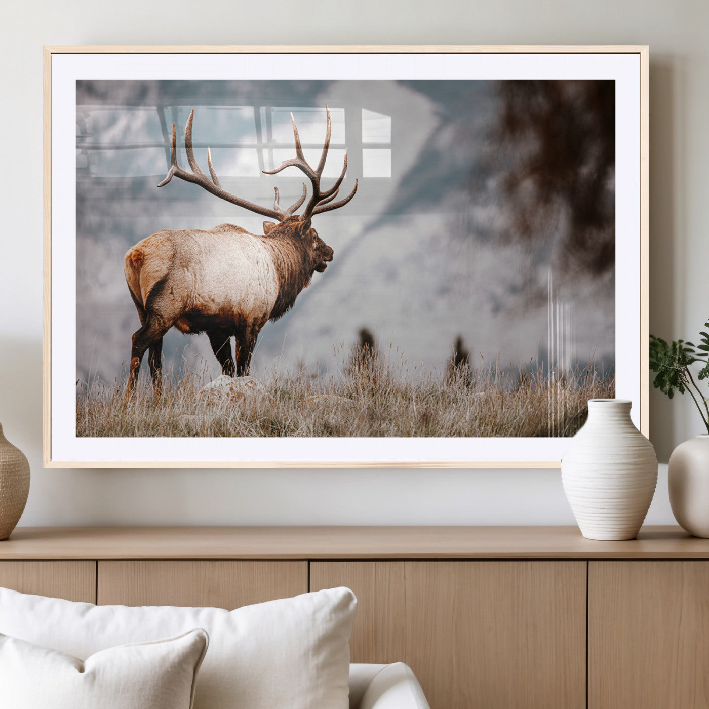 Elk Photography Wall Art Canvas Print – Framed Mountain