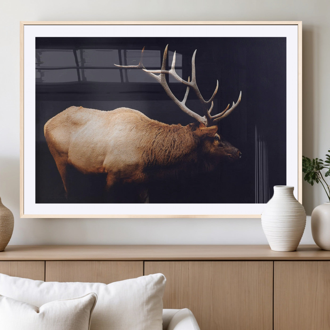 Bull Elk Decor Wall Art Canvas Print – Framed Elk