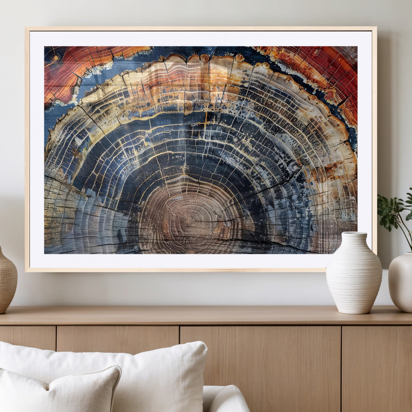 Tree Rings Wall Art Canvas Print – Framed Petrified Wood