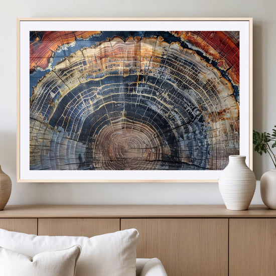 Tree Rings Wall Art Canvas Print – Framed Wood Art Picture