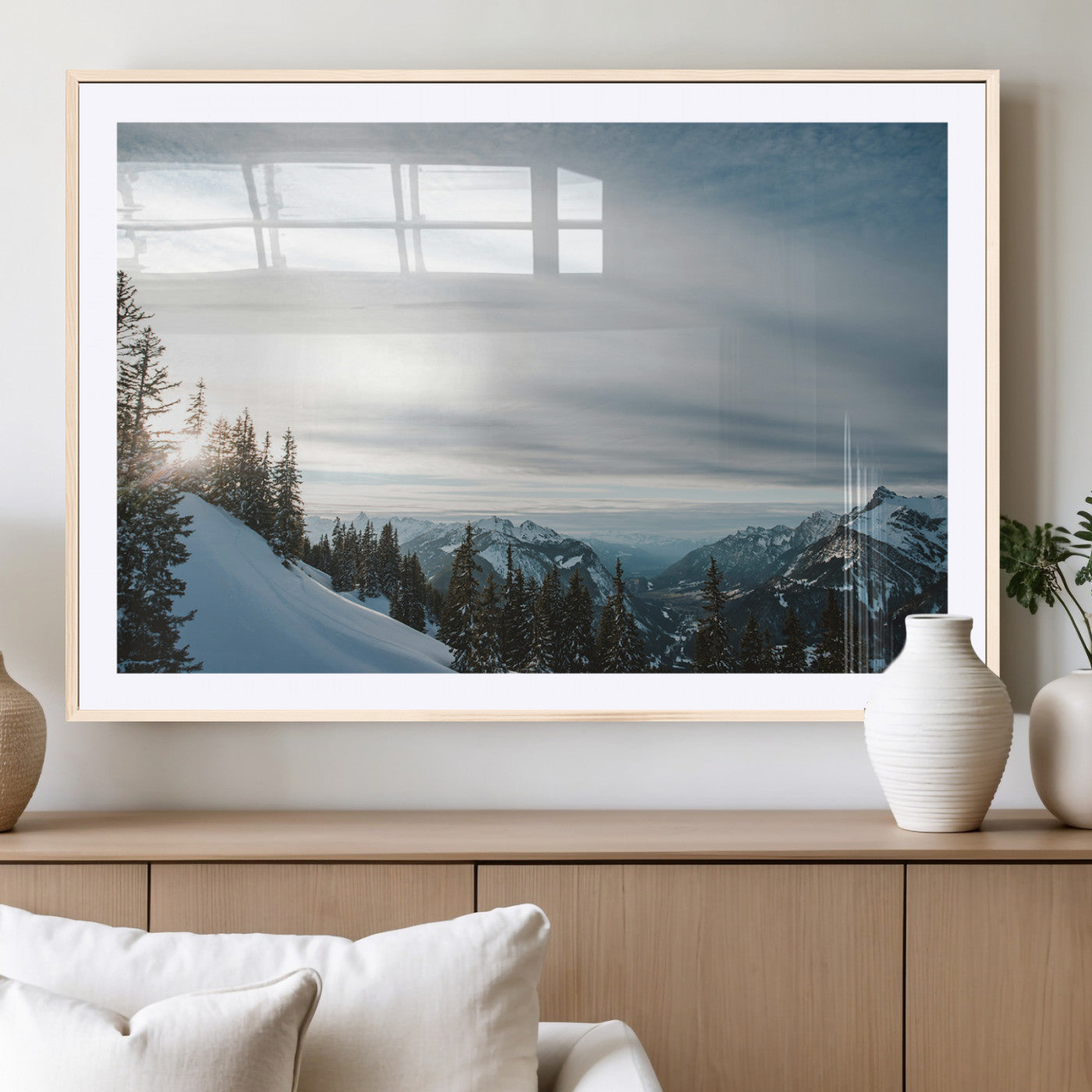 Snowy Mountains Wall Art Canvas Print – Framed Alpine