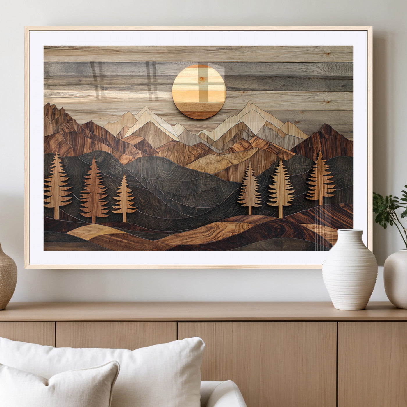 Wood Mountain Wall Art Canvas Print – Layered Forest and
