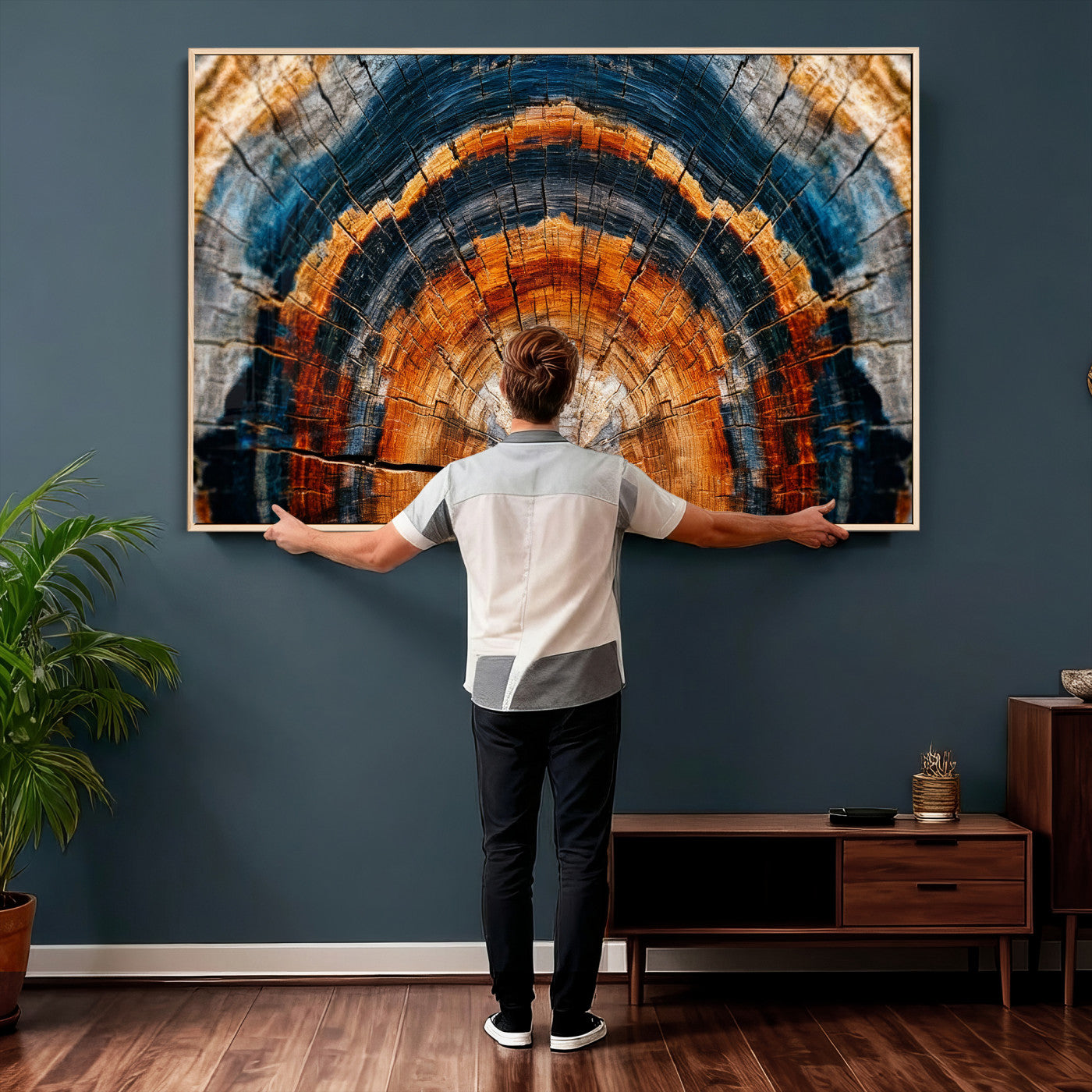 Abstract Wood Grain Canvas Print, Tree Ring Pattern Wall