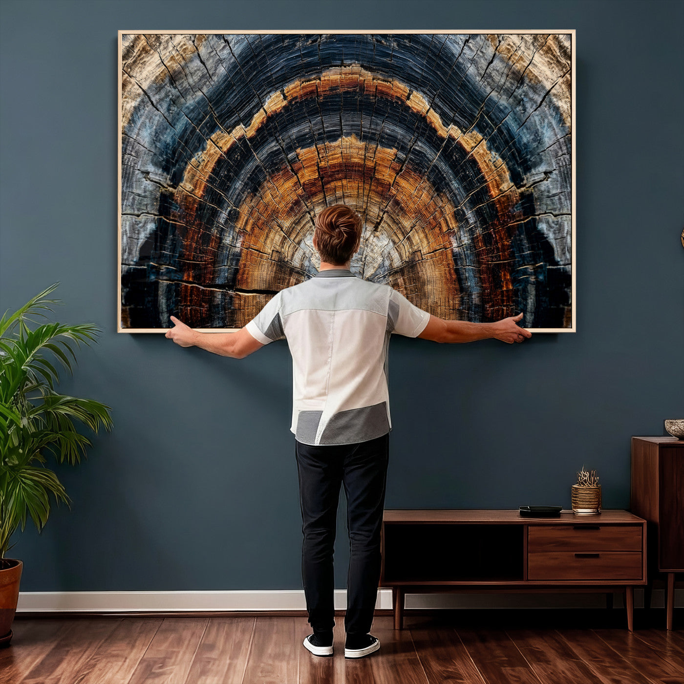 Abstract Wood Grain Canvas Print, Tree Ring Pattern Wall