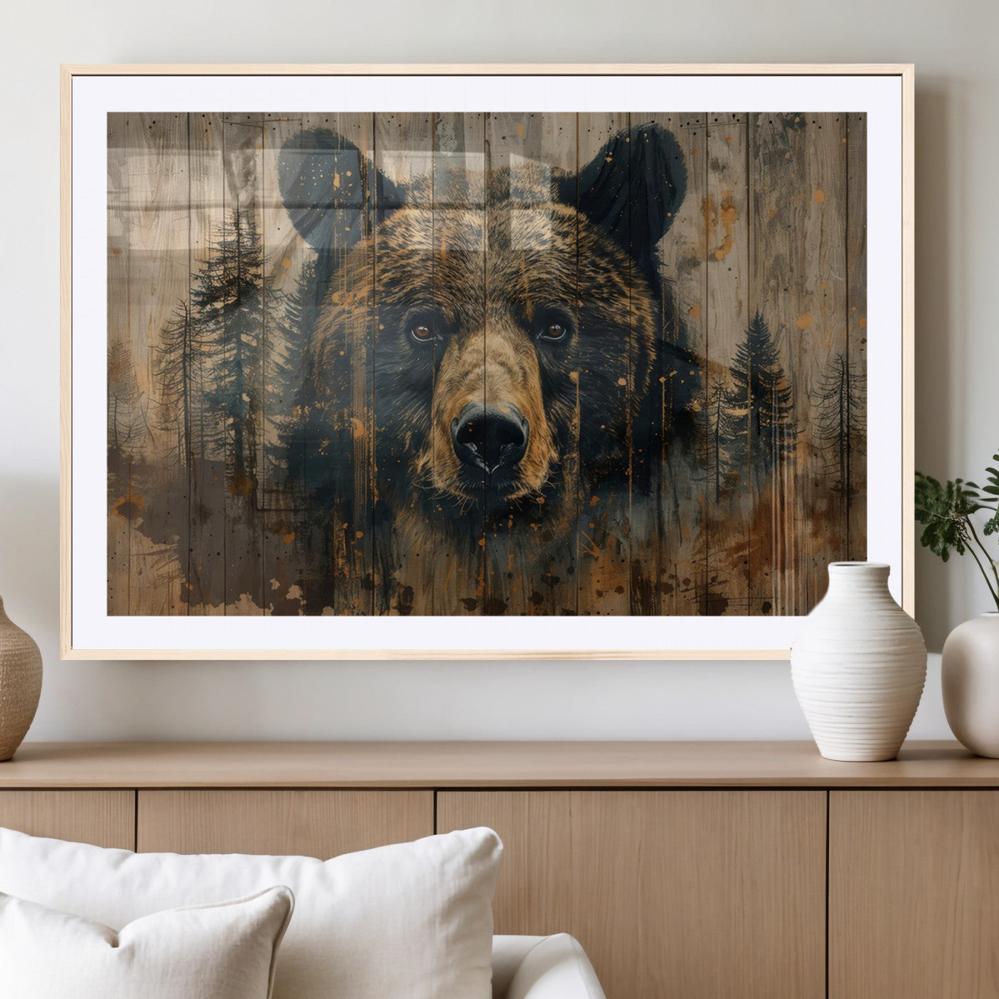 Abstract 399 Bear Wall Art | Rustic Cabin Wall Decor with