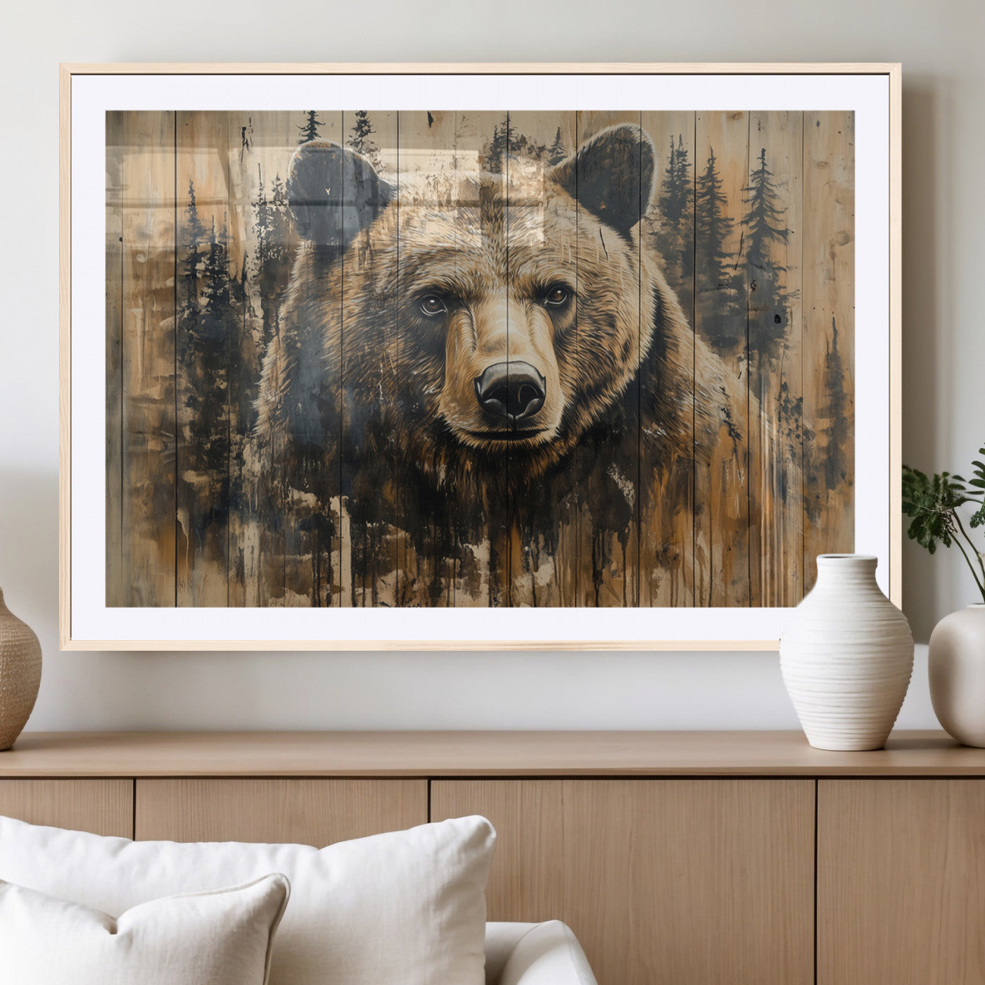 Majestic Grizzly 399 Bear Wall Art | 3-Panel Rustic Canvas