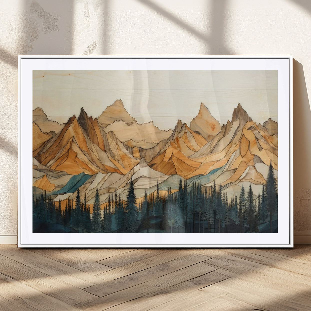 Rustic Wood Mountain Wall Art Print | Triptych Giclee Print