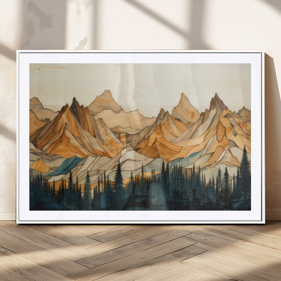 Rustic Wood Mountain Wall Art Print | Triptych Giclee Print