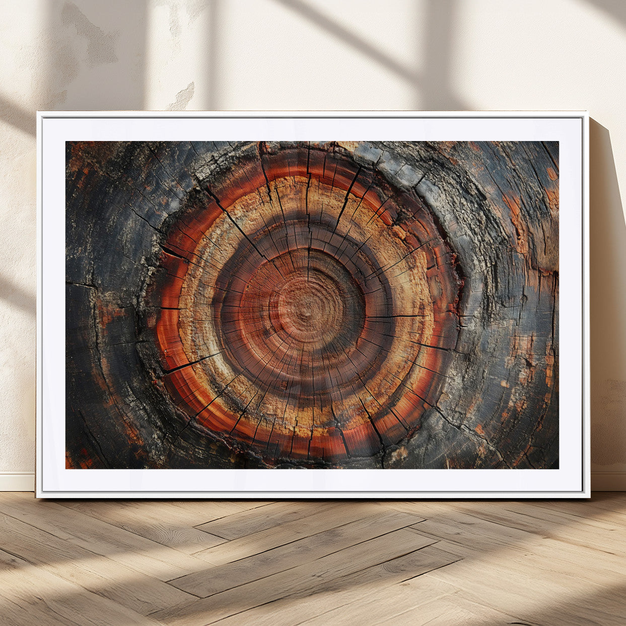 Wood Grain Canvas Wall Art - Framed Abstract Tree Ring