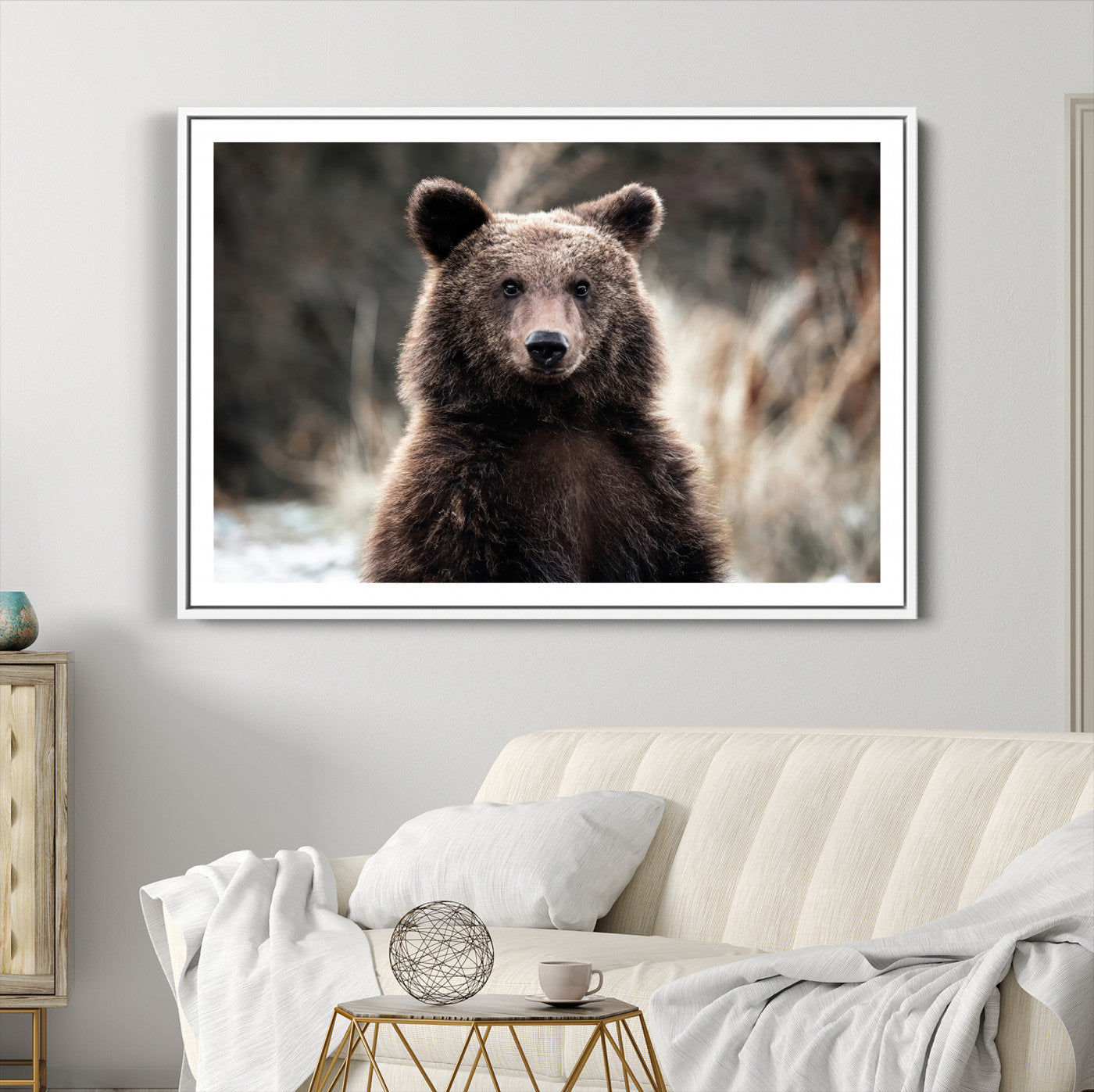 Brown Bear Wall Art Canvas Print – Framed Majestic Woodland